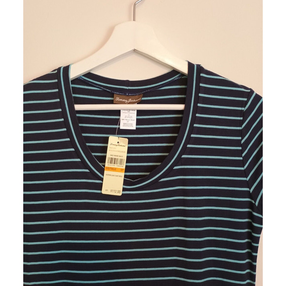 Tommy Bahama Dress Women Small Blue Striped Jersey T Shirt Casual Nautical Maxi - Picture 4 of 6